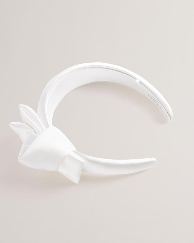 Bandeau Ted Baker Bow Knot Satin Headband Blanche Femme | XRJ-34719679